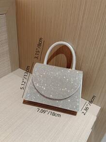 Moonlit EveBag Thời trang, Tối giản, Giản dị, Lấp lánh Bling, Sequin, Sang trọng, Trang trí bằng kim cương nhỏ sáng bóng Túi vuông lấp lánh Quyến rũ, Ví cô dâu hoàn hảo cho đám cưới, Tiệc vũ hội & sự kiện Túi buổi tối, Túi ăn tối cho cô gái dự tiệc, Phụ nữ - Bạc - Xem 10