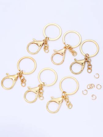 6入組四節鏈鑰匙扣龍蝦扣diy珠寶製作配件