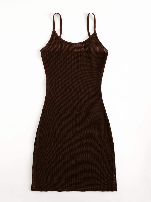 SHEIN Swim Vcay Solid Split Hem Cover Up Dress SHEIN USA