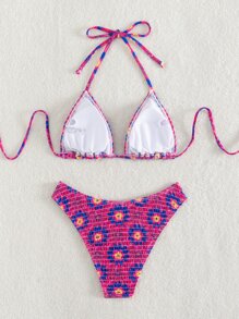 Bộ Bikini Nữ Buộc lại Thêu Smock Hoa - Nhiều màu - Xem 2