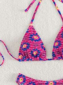 Bộ Bikini Nữ Buộc lại Thêu Smock Hoa - Nhiều màu - Xem 4