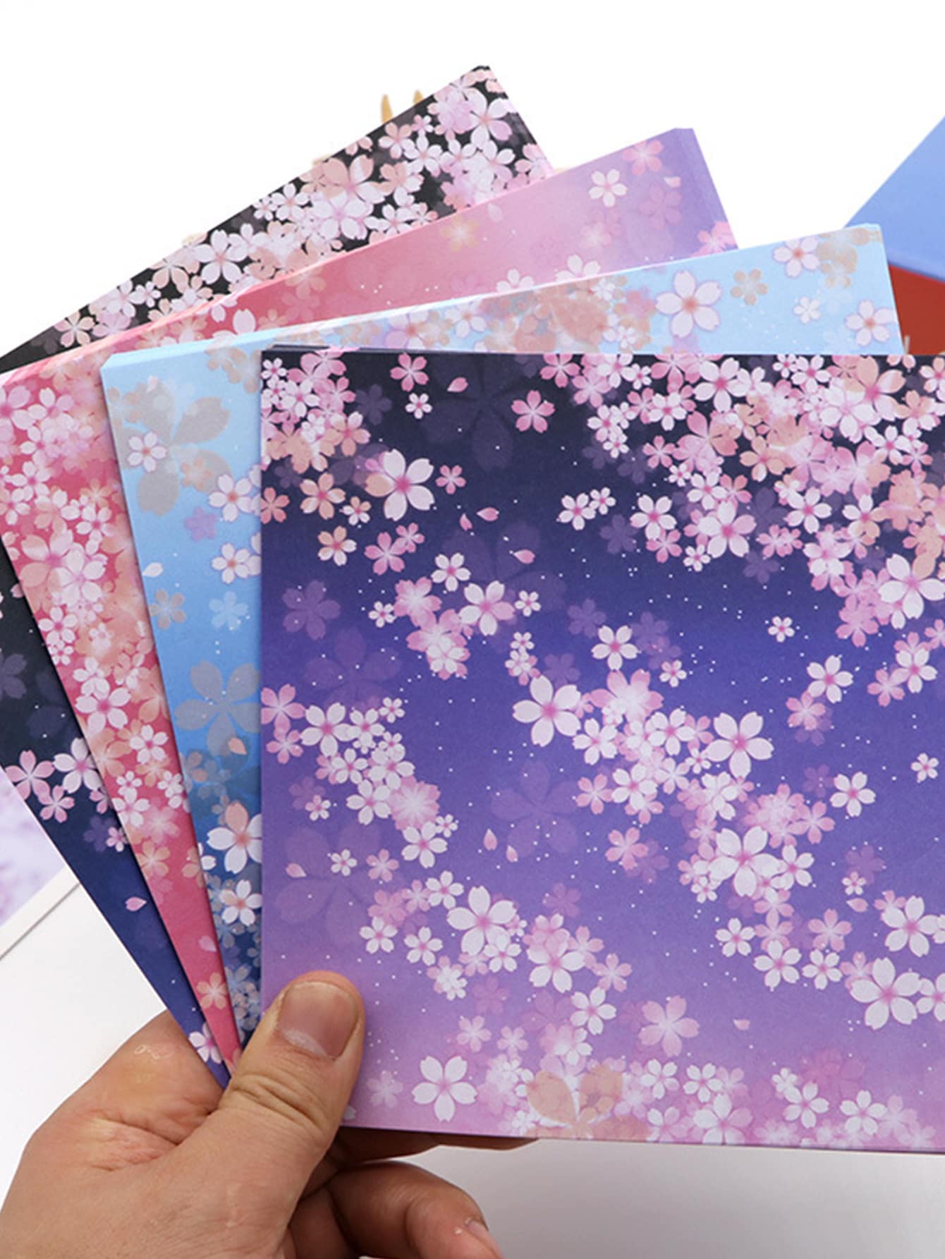 60入組花朵圖案日本折紙 - 彩色 - 查看 1
