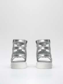 Girls Bow Decor Metallic Gladiator Sandals For Outdoor - Silver - View 7