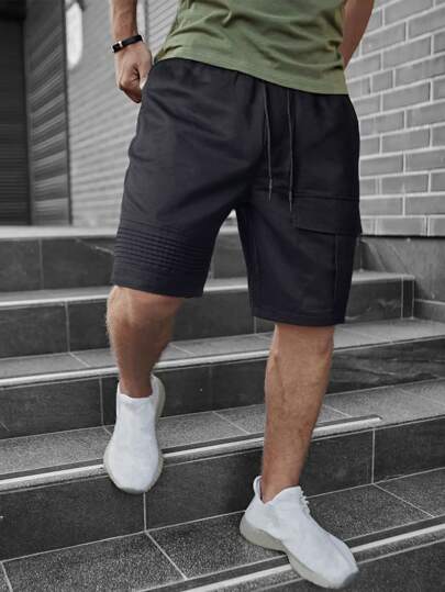 Manfinity Homme 男士翻蓋口袋腰部抽繩短褲