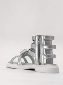Girls Bow Decor Metallic Gladiator Sandals For Outdoor - Silver - View 10