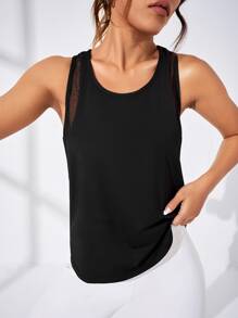 SHEIN Sport Studio Sport Tank Top mit Buchstaben Grafik, Mesh,
