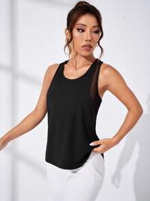 SHEIN Sport Studio Sport Tank Top mit Buchstaben Grafik, Mesh,