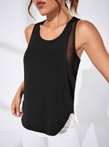 SHEIN Sport Studio Sport Tank Top mit Buchstaben Grafik, Mesh,