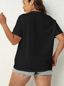 SHEIN LUNE Camiseta estampado de cráneo - Negro - Ver 2