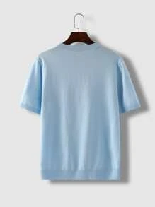 Manfinity Homme Áo dệt kim nam màu trơn Giải trí - Màu xanh nhạt - Xem 2