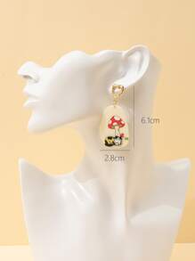 2入組蘑菇圖案幾何耳墜 - 彩色 - 查看 3