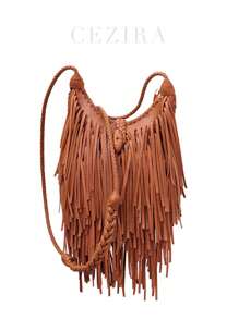 CEZIRA Mini Hobo Bag Fringe Decor Braided Detail - Brown - View 1