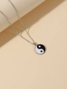 Yin & Yang Charm Necklace - Multicolor - View 2