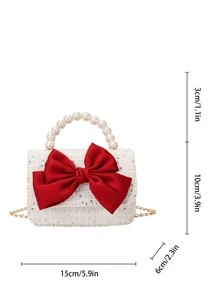 Túi xách trẻ em nơ dễ thương, dây xích đa năng, túi đeo chéo công chúa nhỏ, túi vuông nhỏ xinh xắn cho bé gái, túi đeo vai mini - Nhiều màu - Xem 2