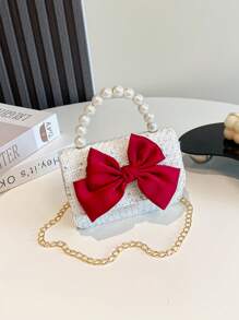 Túi xách trẻ em nơ dễ thương, dây xích đa năng, túi đeo chéo công chúa nhỏ, túi vuông nhỏ xinh xắn cho bé gái, túi đeo vai mini - Nhiều màu - Xem 3