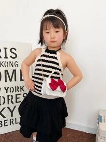 Túi xách trẻ em nơ dễ thương, dây xích đa năng, túi đeo chéo công chúa nhỏ, túi vuông nhỏ xinh xắn cho bé gái, túi đeo vai mini - Nhiều màu - Xem 4