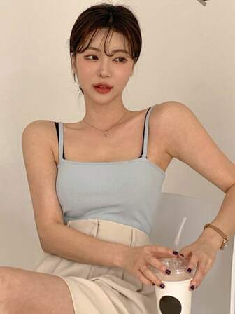 DAZY Solid Ribbed Knit Cami Top