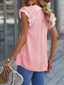 CILKOO 繫帶領蝴蝶袖襯衫 - 淺粉色 - 查看 2