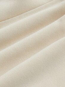 Comfortcana Solid Drawstring Waist Shorts - Khaki - View 4