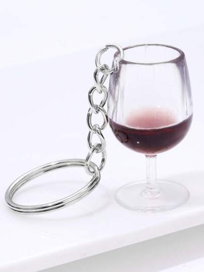 1pc Creative Resin Red Wine Glass Keychain, Elegant Bag Charm Halloween Accessories Teachers Day Christmas Gift Ideas Bag Accessories Lanyards With Id Holder Car Accessories Bag Charms Gifts For Mother, Father, Graduation, And Teacher