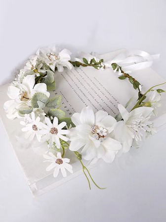 1入組女士花和水鑽裝飾時尚新娘髮帶適合婚禮派對