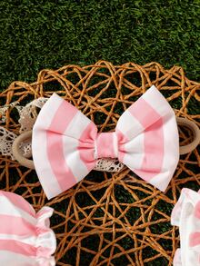 Bebé con estampado de dibujos animados ribete con fruncido Vestido con Accesorio Diadema - Multicolor - Ver 6