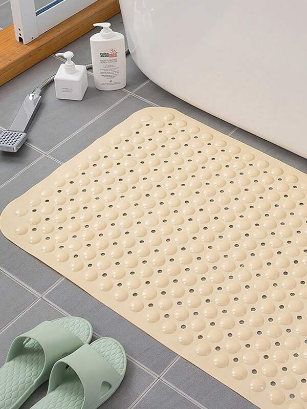 1pc Hollow Out Plain Nonslip Shower Stall Mat, Modern PVC Safety