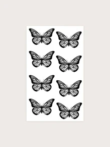 1張蝴蝶樣式紋身貼紙 - 黑色 - 查看 2