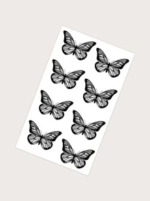 1張蝴蝶樣式紋身貼紙 - 黑色 - 查看 4
