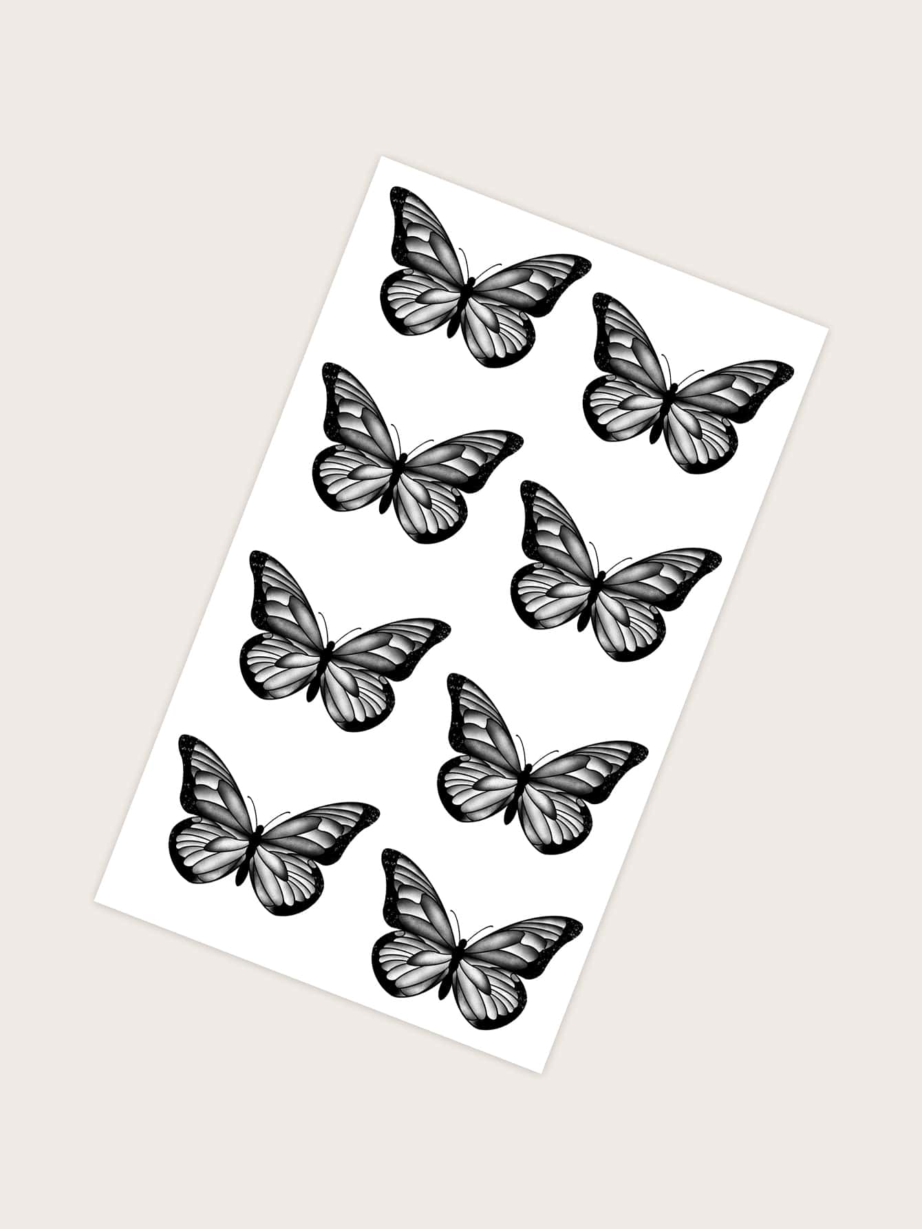 1張蝴蝶樣式紋身貼紙 - 黑色 - 查看 4
