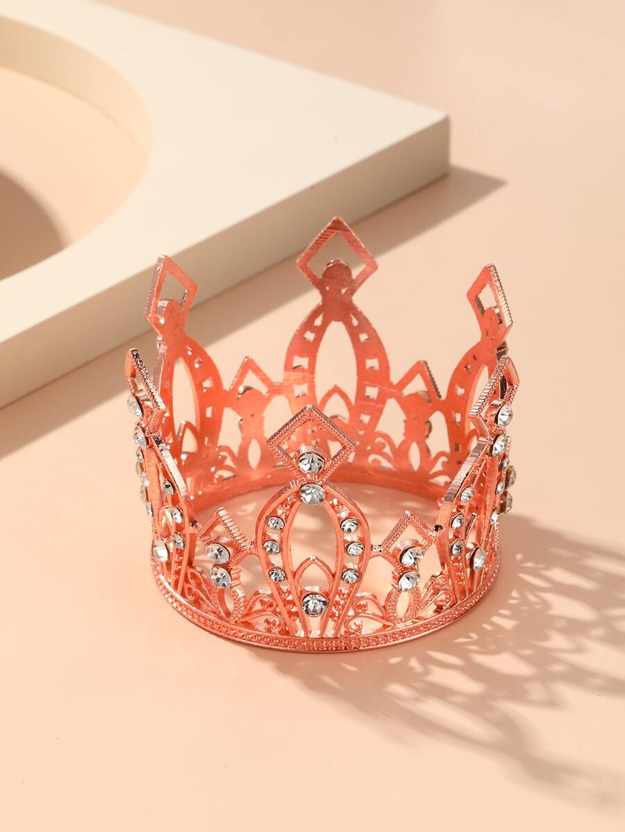 1入組女士水鑽時尚婚禮皇冠適合婚禮派對 - 玫瑰金 - 查看 1