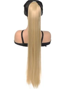 超長直筒馬尾合成纖維接髮 - 棕色 - 查看 3