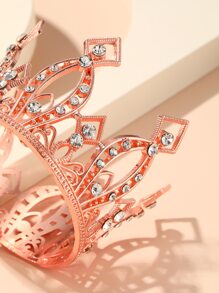 1入組女士水鑽時尚婚禮皇冠適合婚禮派對 - 玫瑰金 - 查看 3