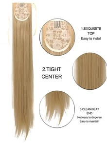 超長直筒馬尾合成纖維接髮 - 棕色 - 查看 5