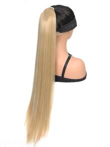 超長直筒馬尾合成纖維接髮 - 棕色 - 查看 6