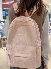 Solid Color Women's Multipurpose Backpack - Pink - View 1