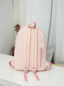 Solid Color Women's Multipurpose Backpack - Pink - View 2