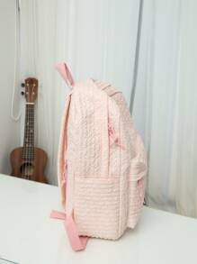 Solid Color Women's Multipurpose Backpack - Pink - View 3