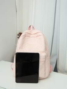 Solid Color Women's Multipurpose Backpack - Pink - View 4