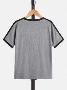 SHEIN Boys Contrast Trim Tee - Grey - View 2