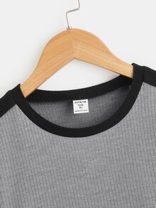 SHEIN Boys Contrast Trim Tee - Grey - View 3