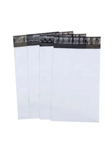 50入組素色包裝袋辦公室學校用簡約多用途自粘包裝袋 - 白色 - 查看 2