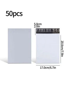 50入組素色包裝袋辦公室學校用簡約多用途自粘包裝袋 - 白色 - 查看 5