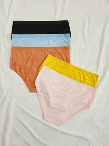 5 piezas Bragas unicolor tejido de canalé - Multicolor - Ver 2