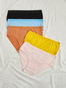 5 piezas Bragas unicolor tejido de canalé - Multicolor - Ver 3