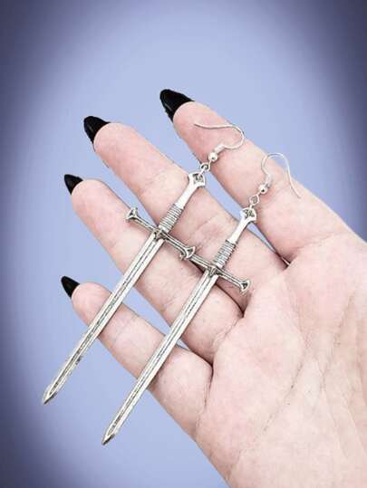 2pcs Sword Drop Earrings