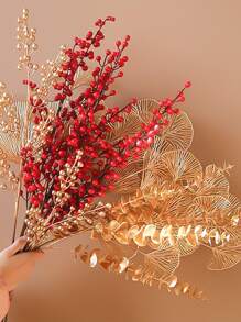 5入組/套人造銀杏葉用於家居裝飾和派對現代人造植物 - 金色 - 查看 3