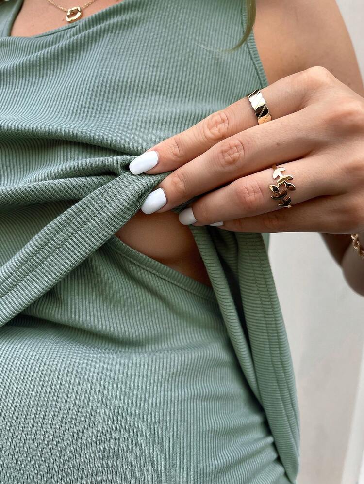 SHEIN Maternity Ribbed Knit Nursing Tank Top - Mint Green - View 4