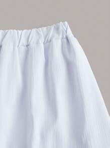 ROMWE Fairycore Váy nữ Viên lá sen màu trơn Giải trí - trắng - Xem 3