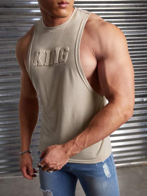 Manfinity BRENVOR Men Letter Graphic Vintage Sleeveless Tank Top For Vacation